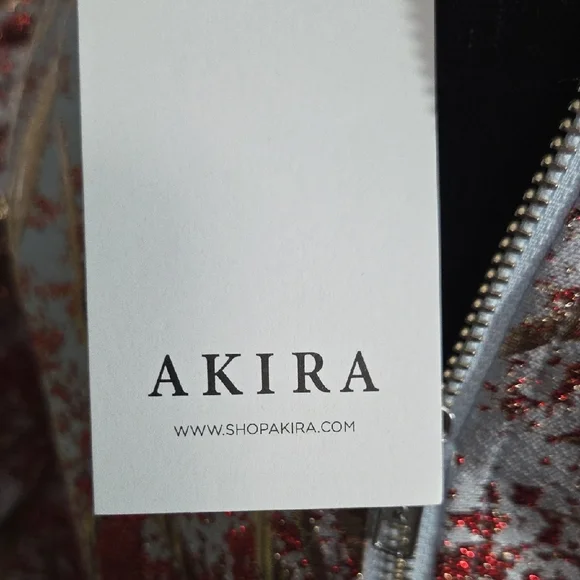 AKIRA Vibrant Red, Gold, and Sky Blue Brocade Patterned Top - Picture 2 of 7